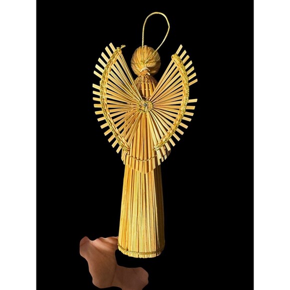 VTG wicker Wood Angel Christmas Ornaments Hand Made 8” Christmas Home Decor 70s - Picture 8 of 10